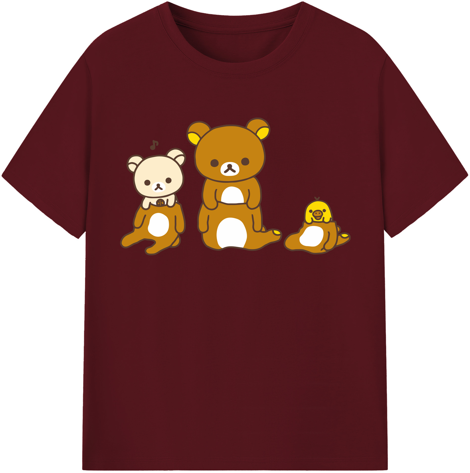 （画像用） リラックマ リラックマ キイロイトリ Rilakkuma Korilakkuma Kiiroitori 綿100％半袖Tシャツ（フロントプリント）
